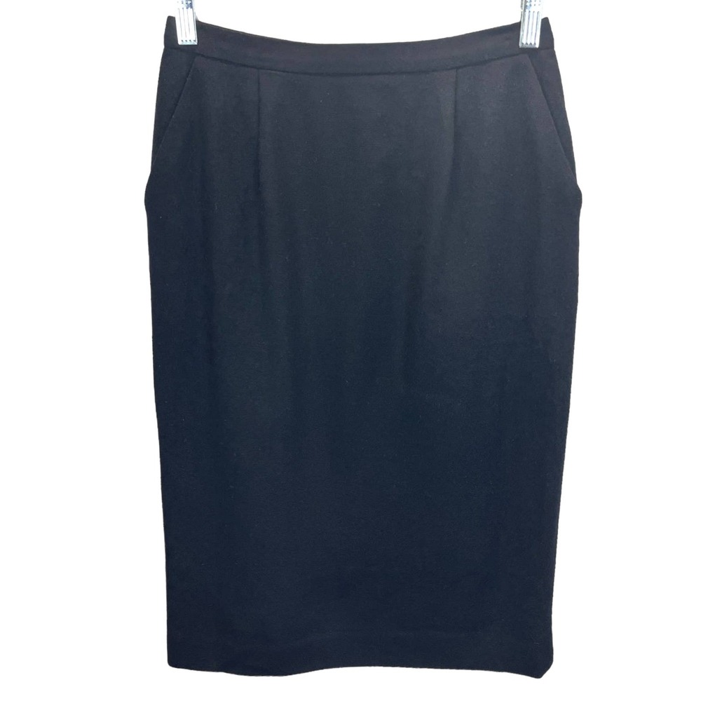 Pendleton Wool Pencil Skirt Knee Length Pockets Lined Solid Black Women Size 6